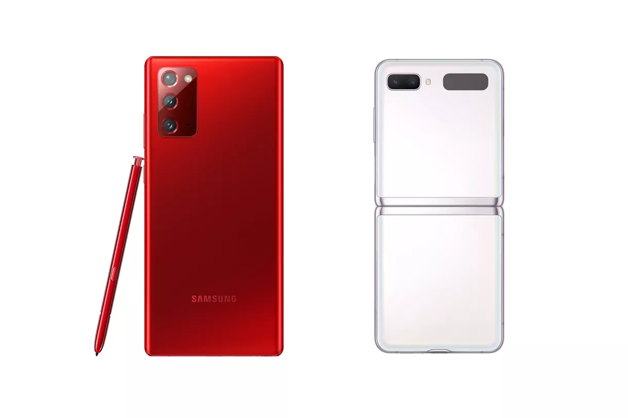 Note 20 5G و Z Flip 5G من سامسونج بألوان جذابة باللونين الأحمر والأبيض