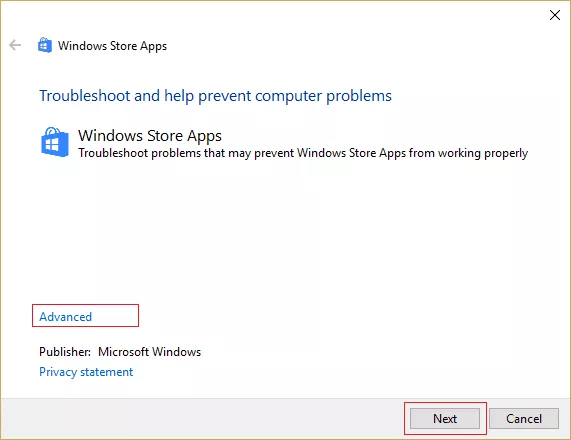 الطريقة الثالثة: تشغيل مستكشف أخطاء متجر Windows ومصلحها