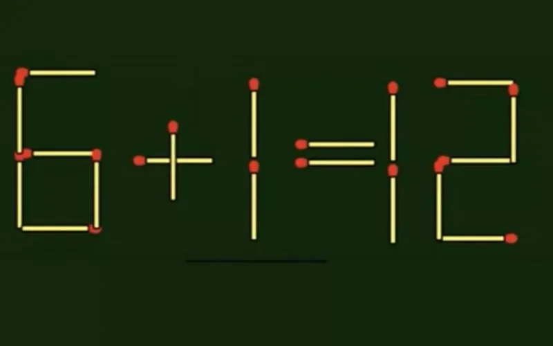 لغز صعب: 6+1=12 حل المعادلة عن طريق تحديك عود ثقاب واحد