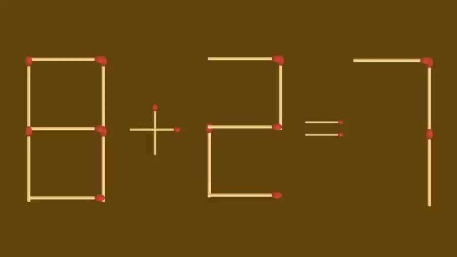 8+2=7 عن طريق إزالة عودي ثقاب حل المعادلة التالية