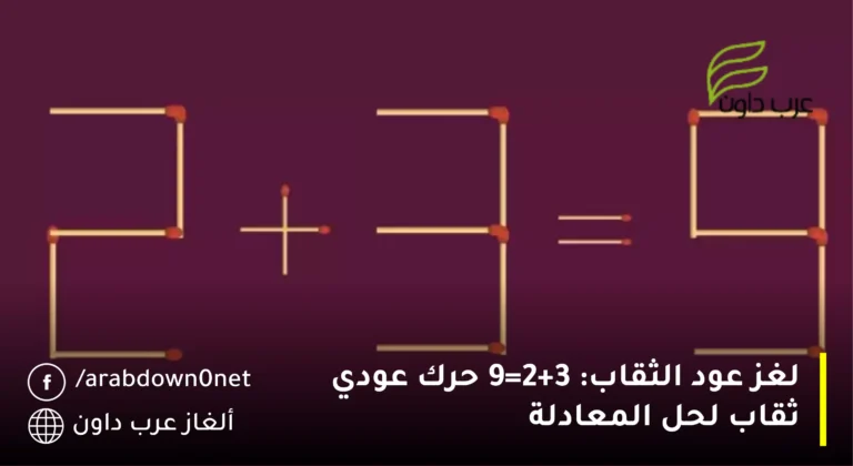 لغز عود الثقاب: 2+3=9 حرك عودي ثقاب لحل المعادلة