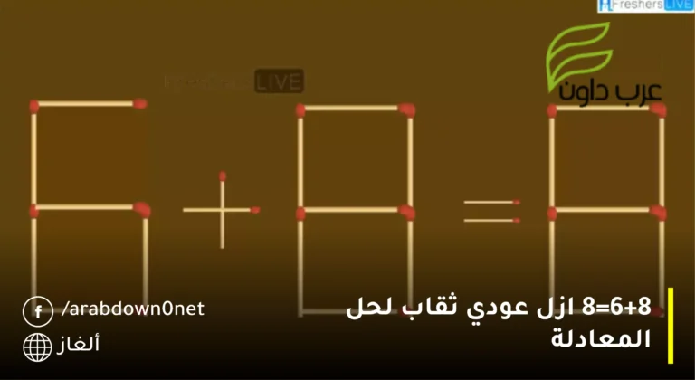 6+8=8 ازل عودي ثقاب لحل المعادلة