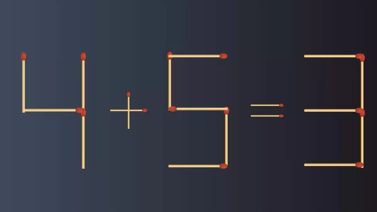 حل اللغز 4+5=3 عن طريق إضافة عود ثقاب واحد